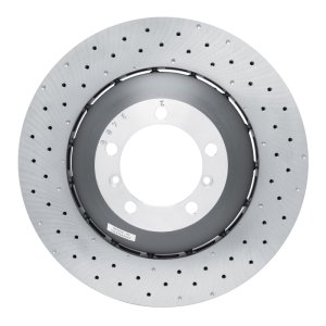 Porsche 911 Brake Rotor (1) - Front - R1 Concepts - Drilled Carbon Alloy GeoMET - `10-`11